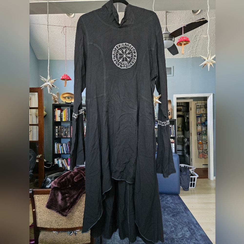 NWT Holy Clothing Viking Norse Compass Black Hooded Ritual Dress 2X XXL